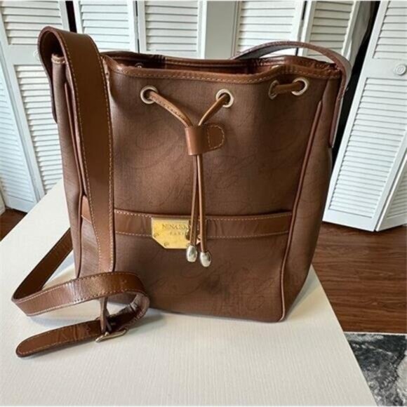 Designer Nina Ricci Bucket Bag, Full Leather, Milk Chocalate Brown Color - Picture 1 of 9